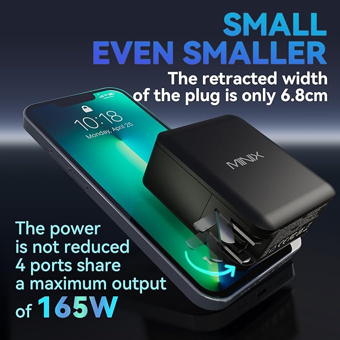 MINIX 165W USB C Charger, GaN II Charger PD3.1 Max 140W, Turbo 4-Port Charging