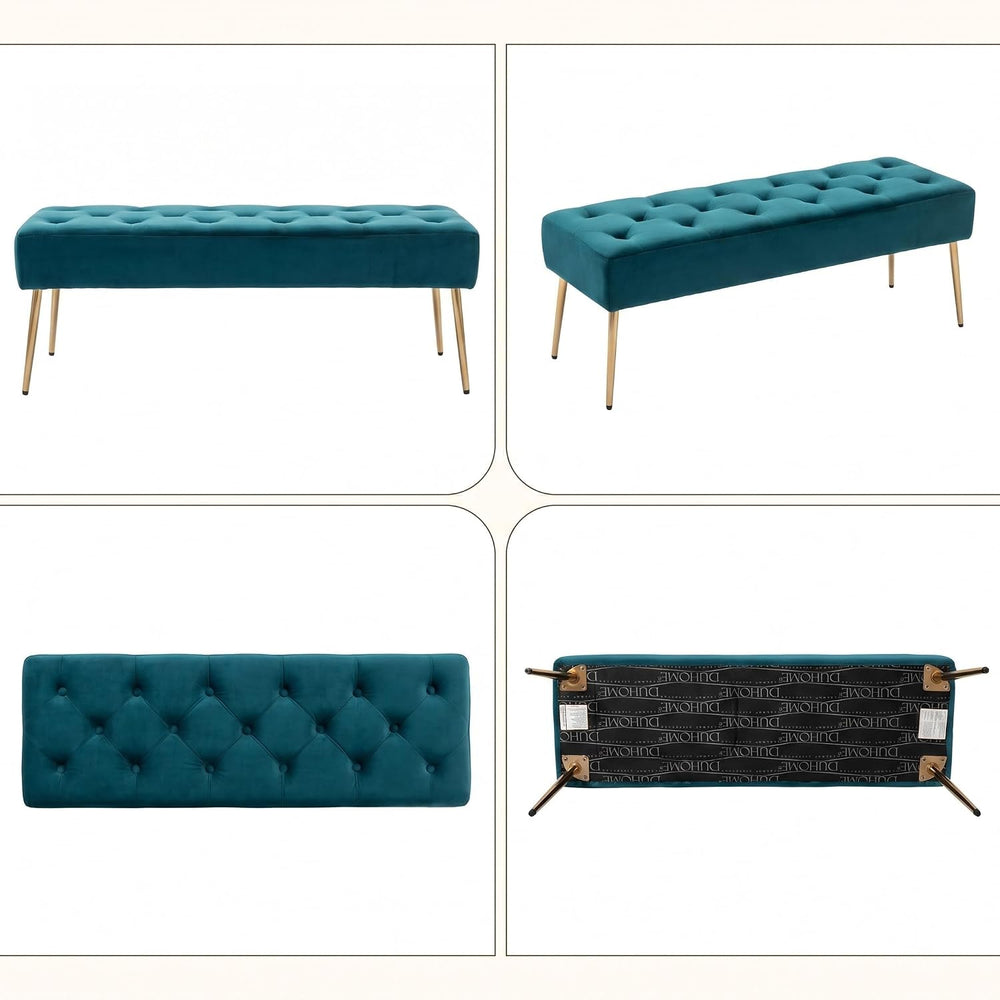 DUHOME Modern Velvet Bench Ottoman, Upholstered Bedroom Benches