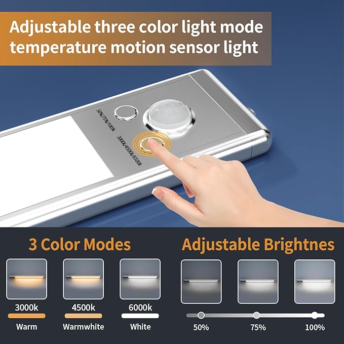 Under Cabinet Lights, 88 LED Operated Motion Sensor Light Indoor, 2200mAh USB (6-Pack)