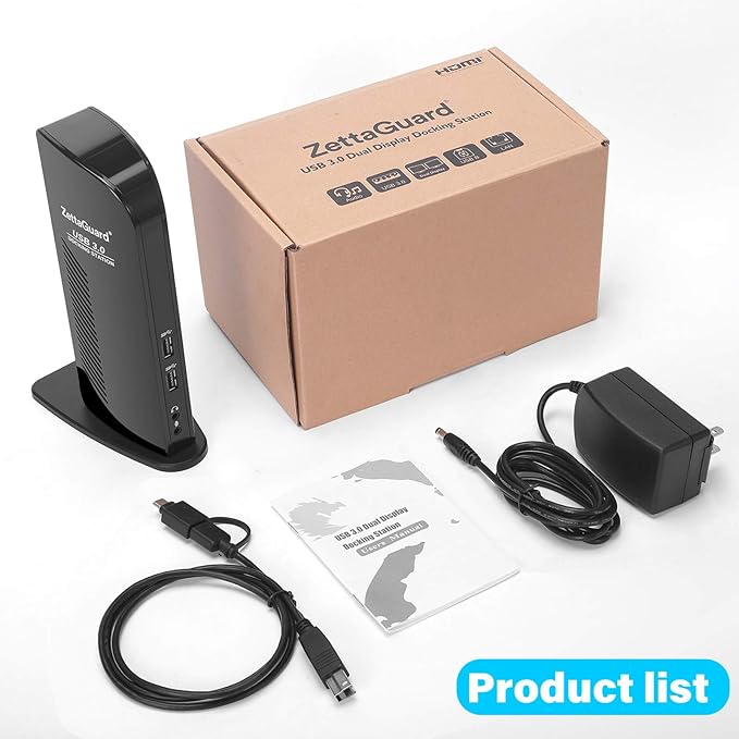 ZettaGuard USB 3.0 and USB-C Universal Laptop Docking Station