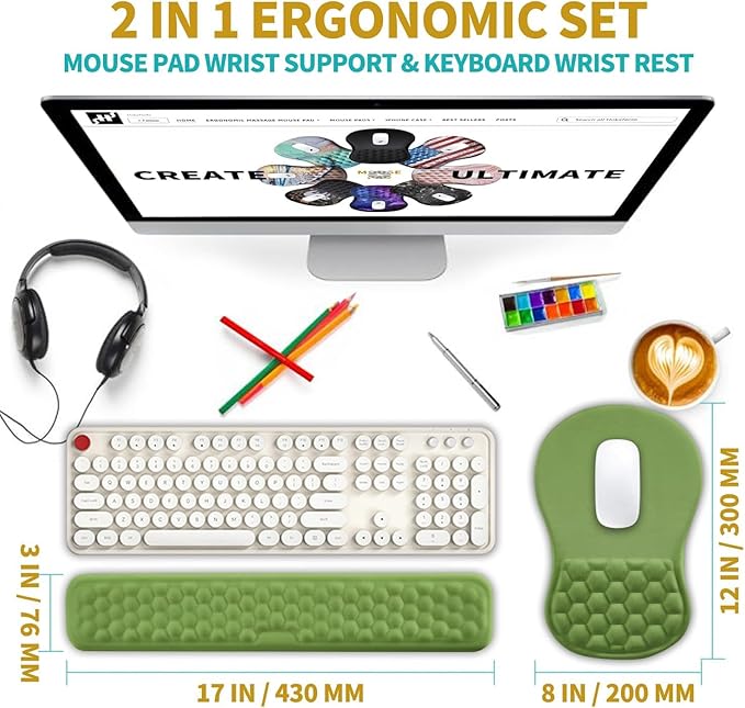 Hokafenle 2 in 1 Ergonomic Mouse Pad Wrist Support & Wrist Rest