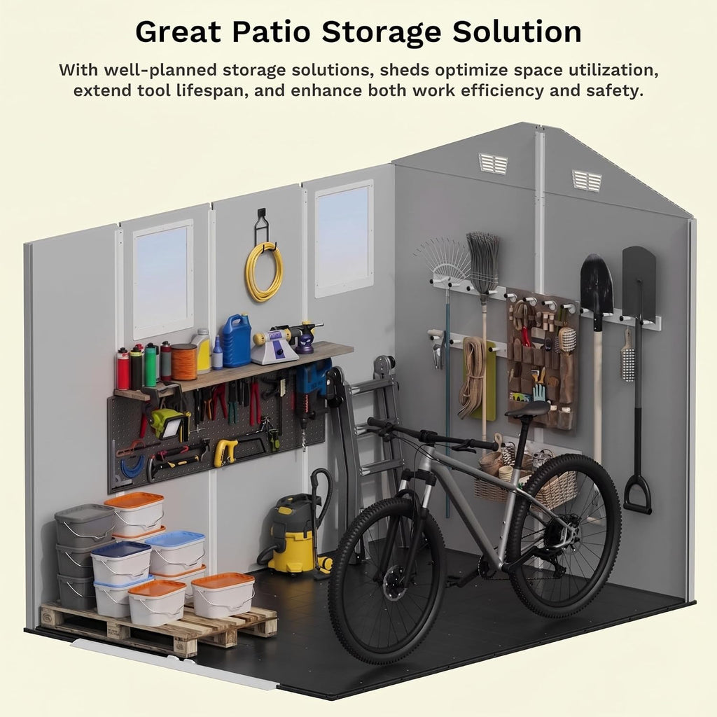 devoko 6x8 ft resin outdoor storage shed with, close-up detail