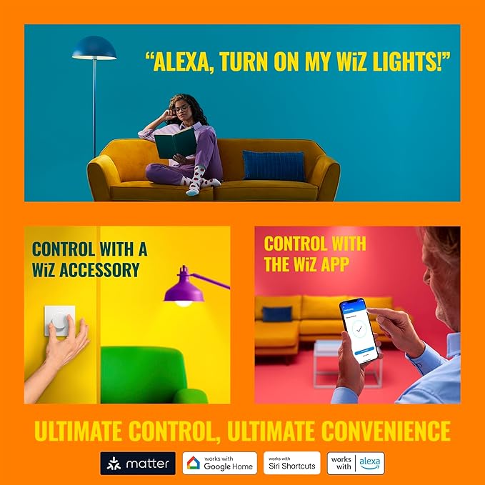 WiZ Connected Color ST19 Filament LED Smart Bulb (Pack of 6)