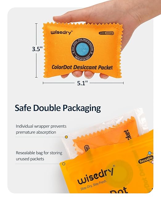 wisedry 100g Rechargeable Desiccant Packs (10 Packs)