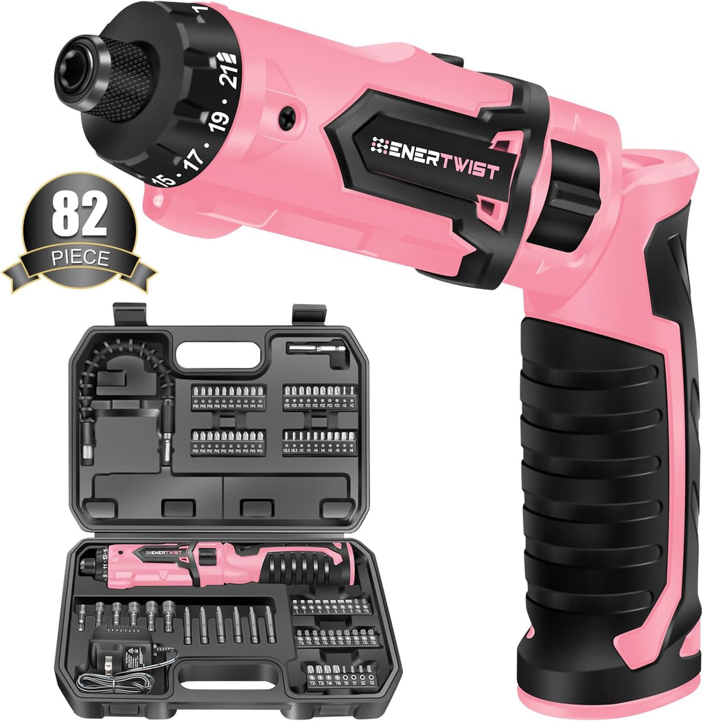 Enertwist Electric Screwdriver, 8V Max 10Nm Pink Cordless Screwdriver