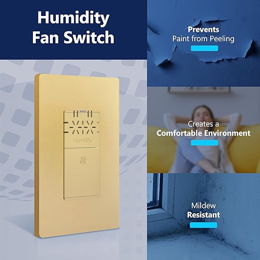 LIDER No Neutral Wire Required Humidity Sensor Switch, Automatic Humidity