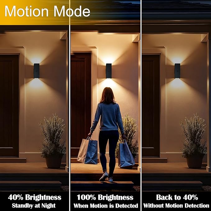 WISELUME Motion Sensor Outdoor Wall Lights, Dusk to Dawn Porch & Patio Sconce