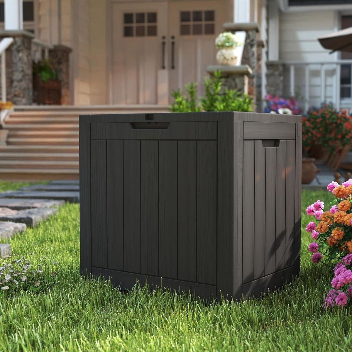 35 gallon pro deck boxes outdoor waterproof, outdoor shown in use
