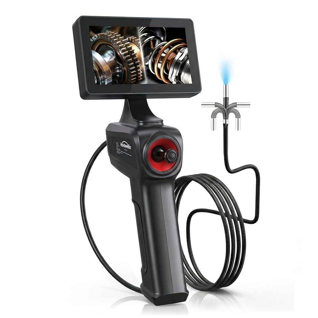 360° Articulating Borescope Camera, 6.2mm Borescope Endoscope with 5" IPS Screen, 1080P HD, 4.9FT Gooseneck Cable, IP67 Waterproof Snake Cameras with 6 Lights for Automotive, Plumbing