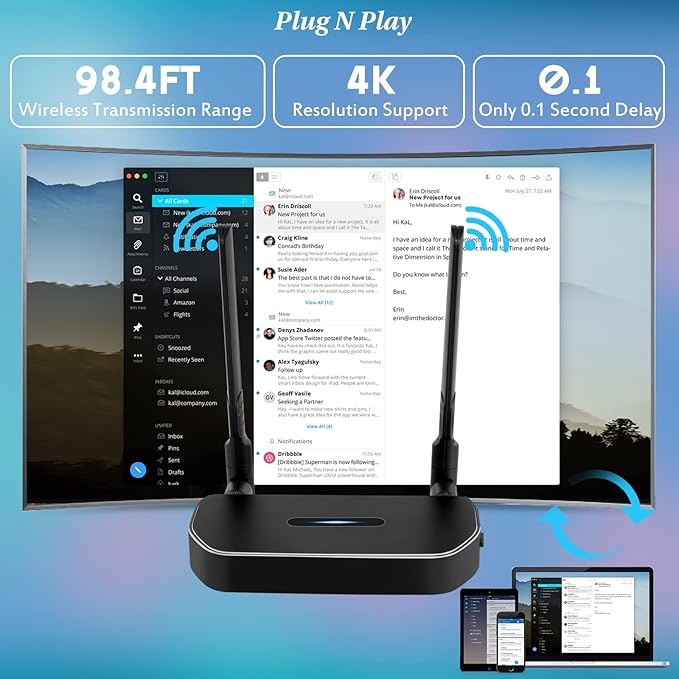Wireless Hdmi Transmitter and Receiver 4k Kit.One Receiver and Two Transmitter
