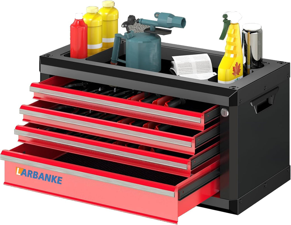 larbanke portable 4-drawer tool chest with handle,lockable tool shown in use