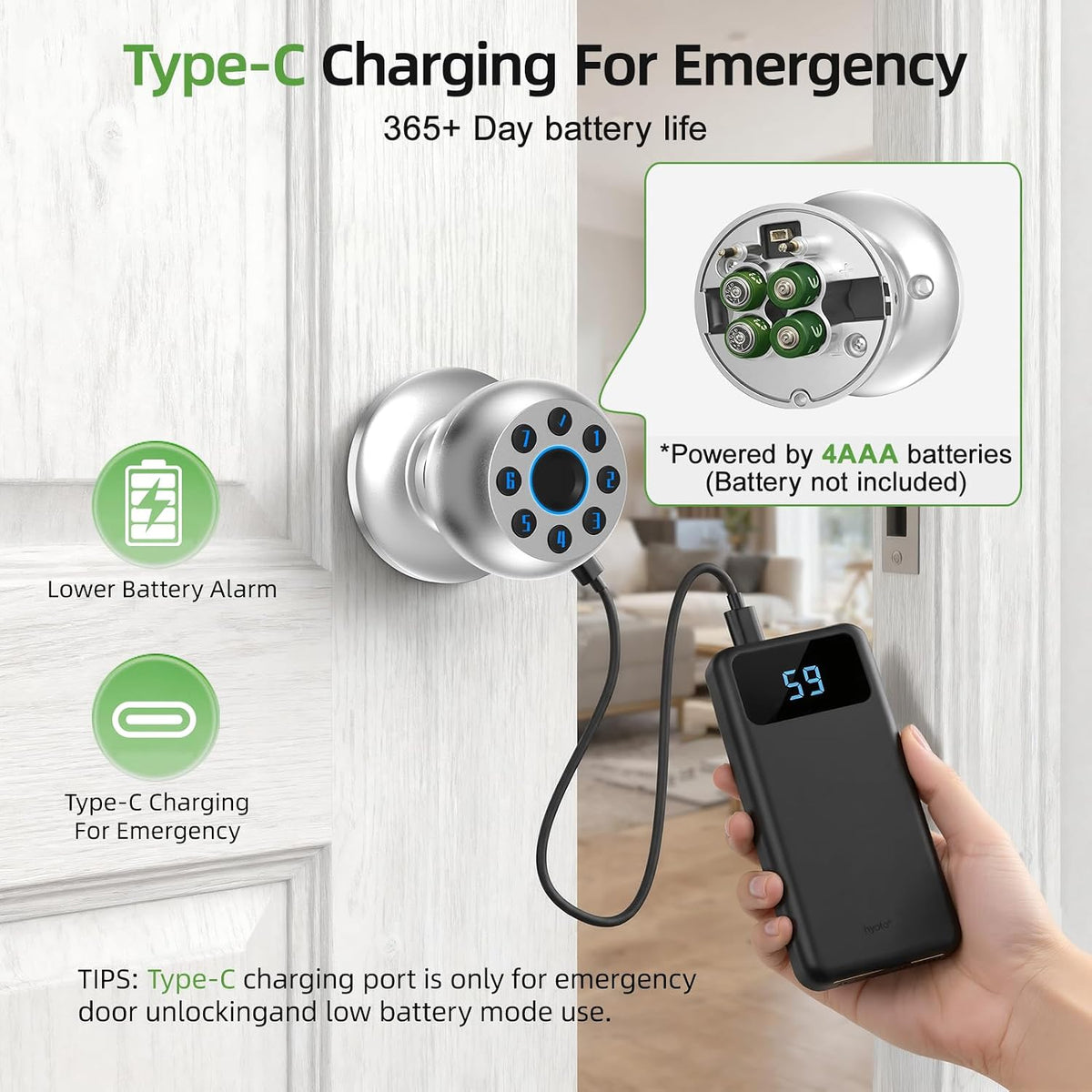 fingerprint door knob, smart door knob, biometric door on a desk or shelf