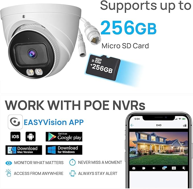 OHBET DahuaSecurity 5MP POE IP Turret Camera
