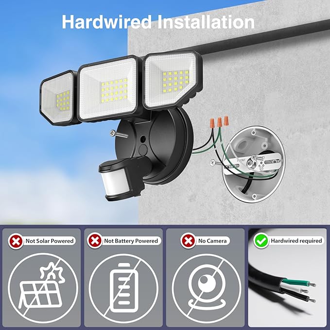 Meloght 65W 6500LM Flood Lights Outdoor Motion Sensor, Hardwired Security
