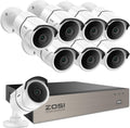 ZOSI 8 Channel Wired Security Camera System, 8X 1080P Metal Cams, No HDD