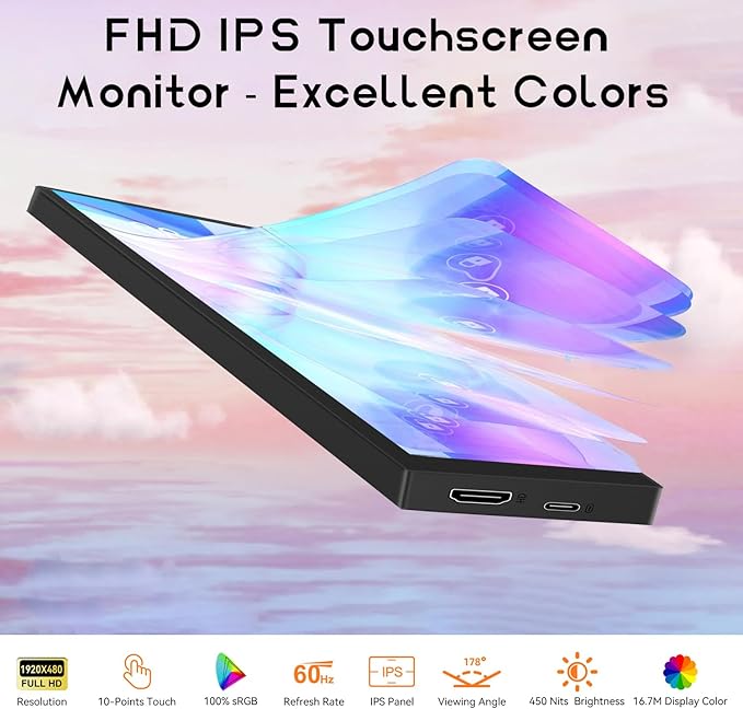 8.8 Inch Small Touchscreen Monitor, PC Temperature Display, PC Sensor Panel
