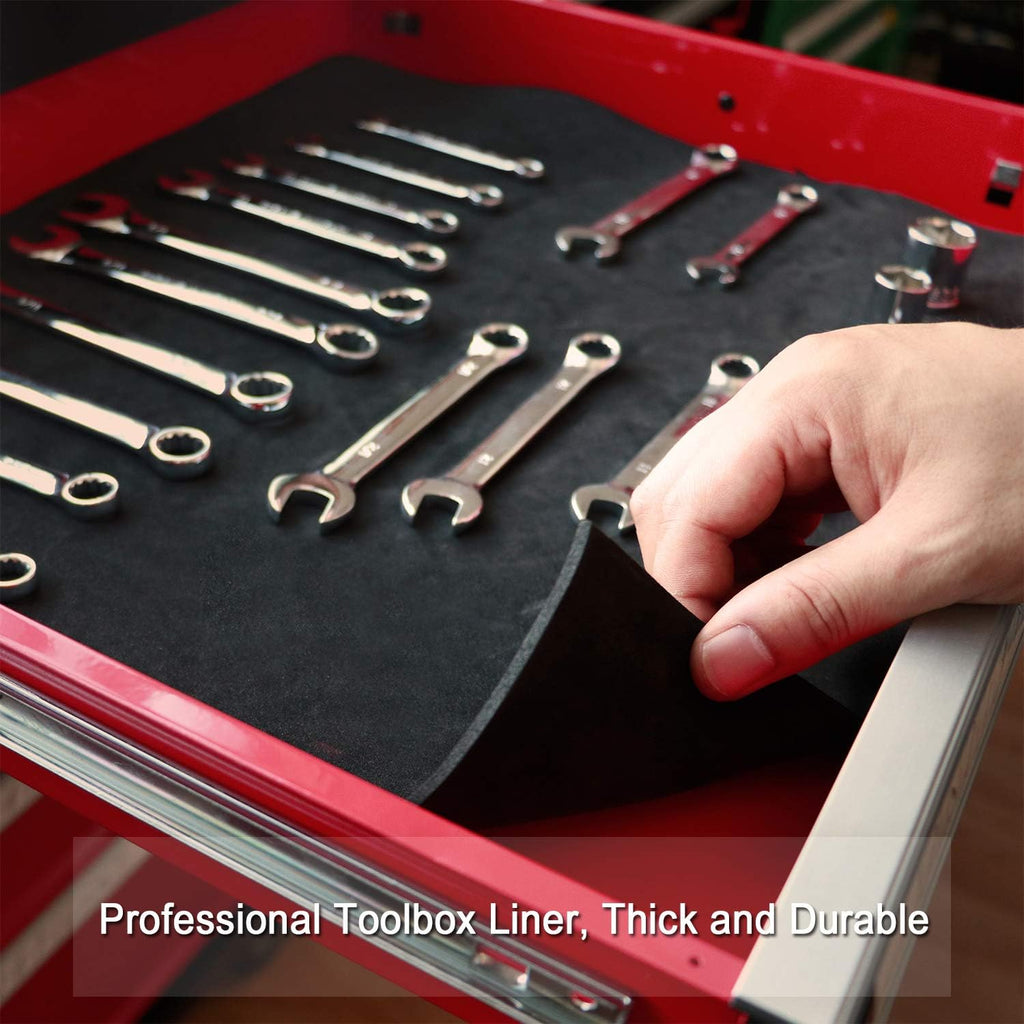 casoman professional tool box liner, drawer liner, shelf showing dimensions
