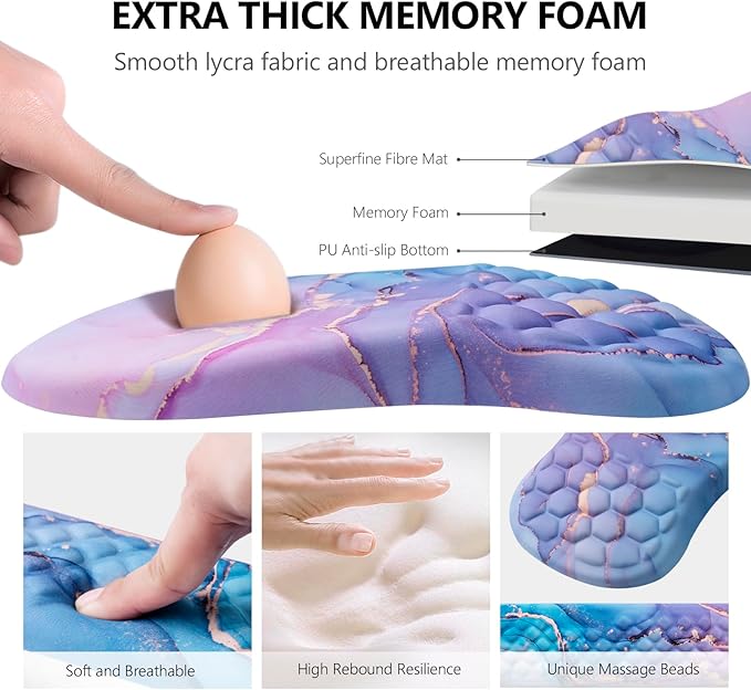 Mouse Pad Wrist Support, Laokiiy 2 in1 Keyboard Wrist Rest+ Ergonomic Mouse Pad