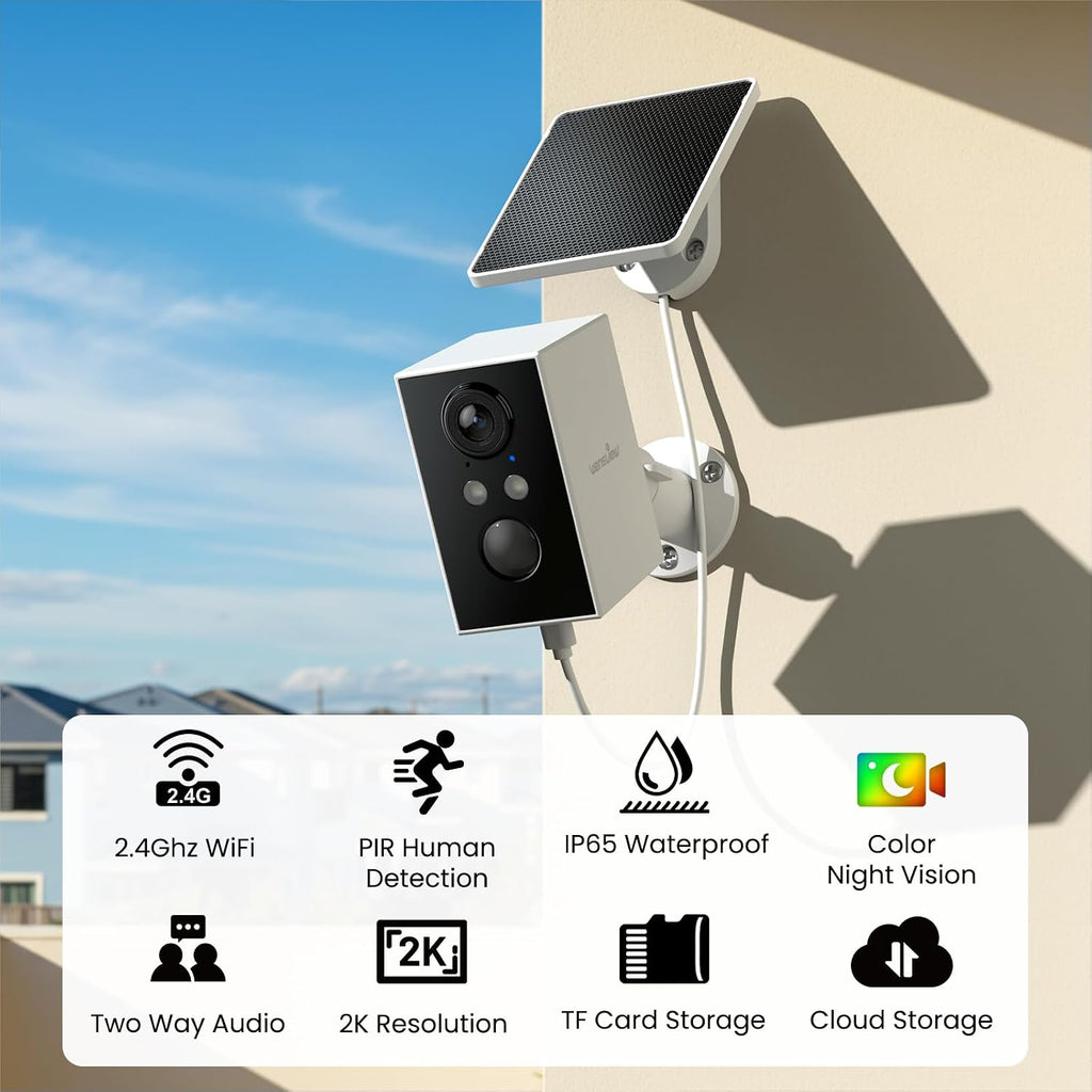 wansview solar security cameras wireless outdoor 2k wifi shown in use