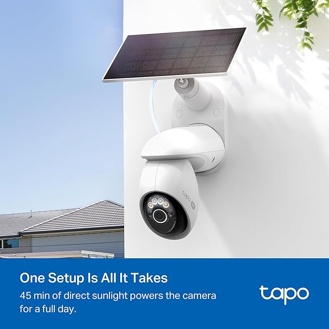 Tapo 4K Outdoor Camera Wireless, Battery Camera w/Solar Panel, 360° View