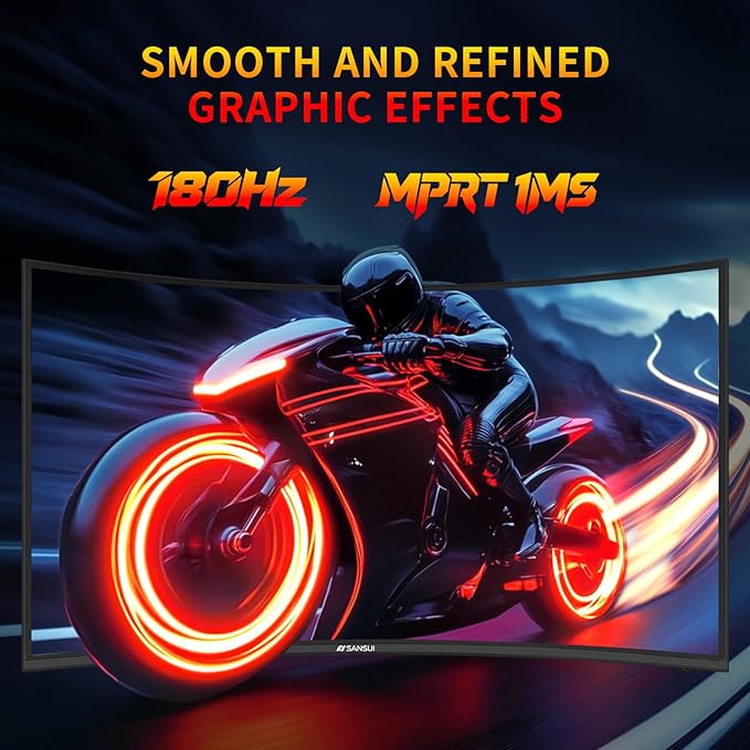 SANSUI 27 Inch WQHD 2560X1440 Curved Gaming Monitor, 180Hz MPRT 1ms Computer