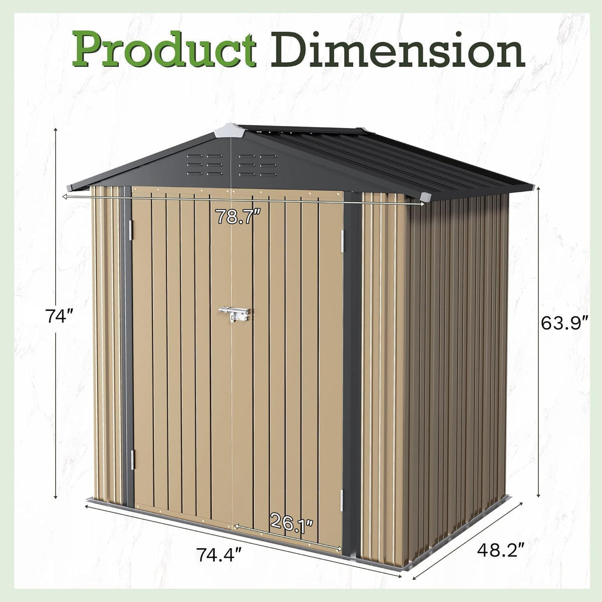 furniwell 6x4 ft outdoor storage shed, metal garden, front angle view
