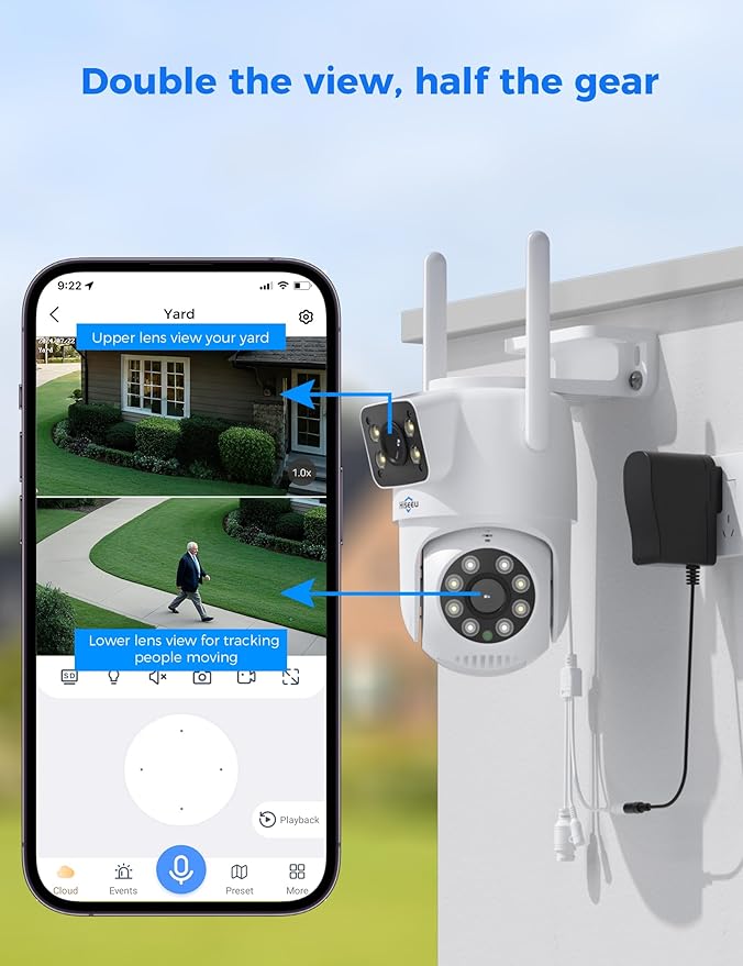 Hiseeu 2 Pack Wireless Security Camera 5G/2.4G WiFi Dual Lens PTZ Camera