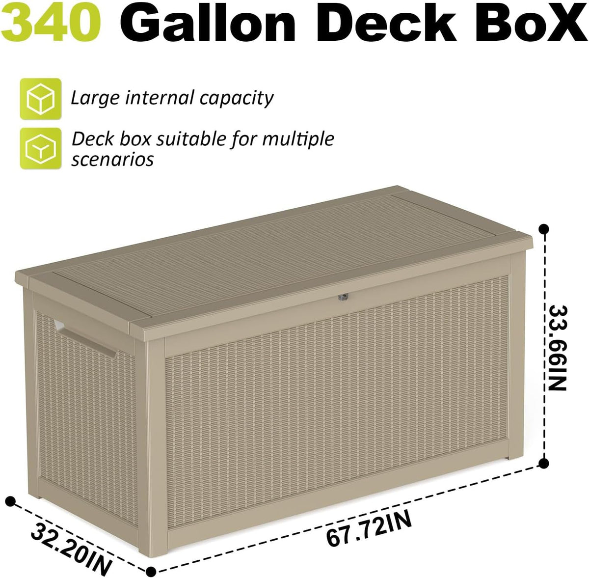 rojik 340 gallon deck box outdoor waterproof,weatherproof outdoor, close-up detail