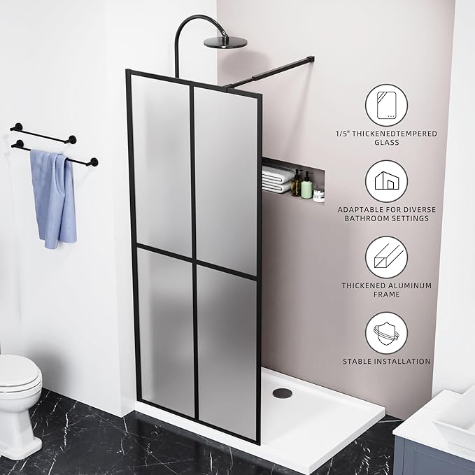Goodyo 34"- 46" x 72" Glass Shower Door Clear Tempered Glass Panel Fixed Shower