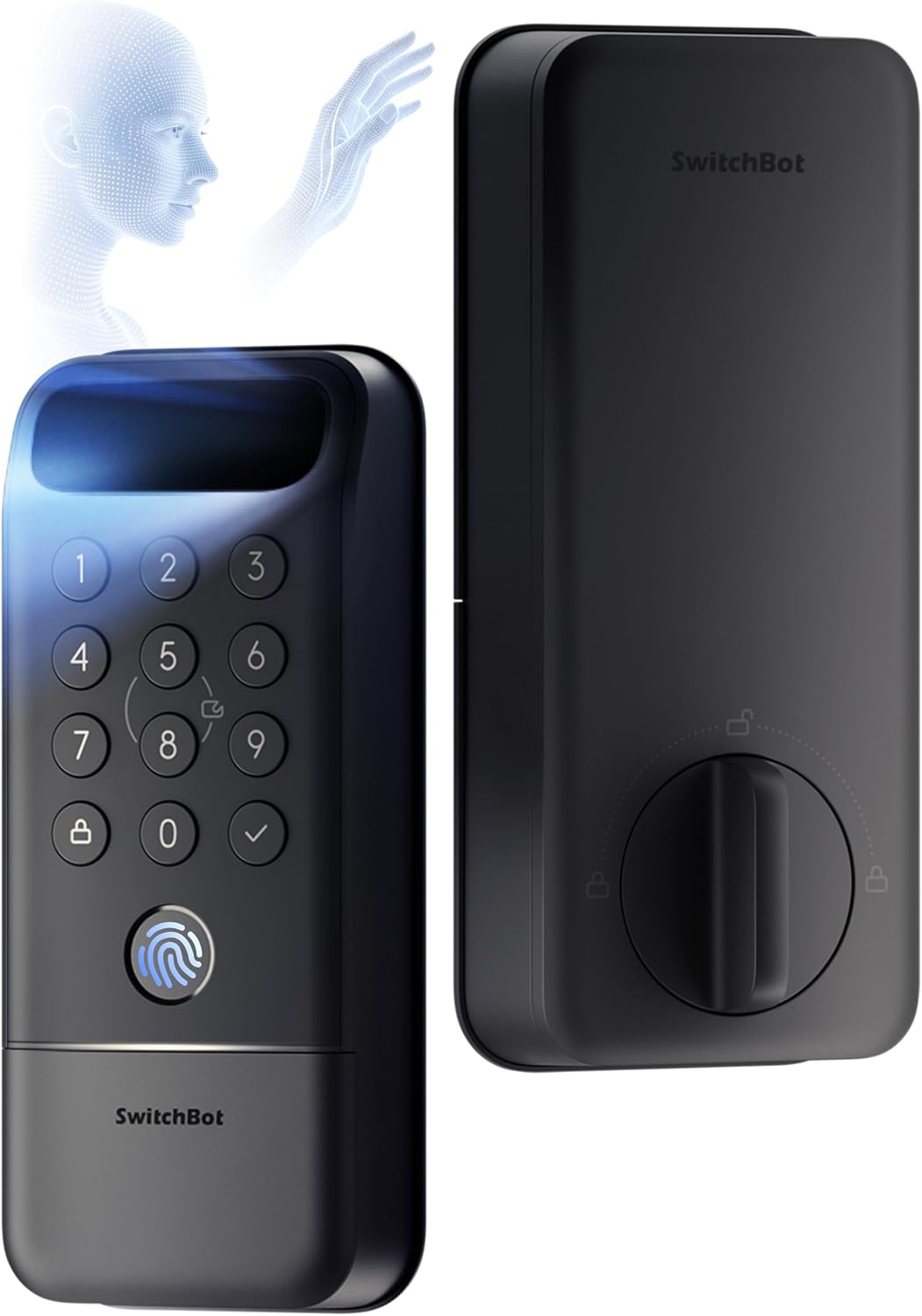SwitchBot Lock Vision Pro Smart Lock, 3D Face Recognition + Palm Vein + Fingerprint, Keyless Entry Deadbolt for Front Door, 12-Month Battery, WiFi No Hub, Auto-Lock, Matter, Apple Home, Alexa, Google