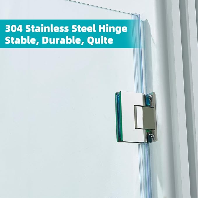 Pivot Swing Shower Door, Adjustable Width 58.9-60" W x 74" H Semi-Frameless