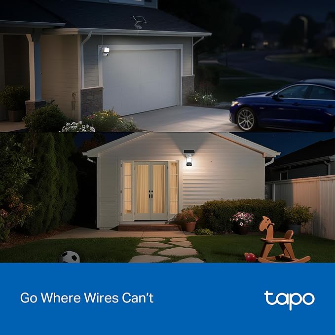 Tapo 2K Dimmable Floodlight Security Camera Outdoor Wireless w/Solar Panel