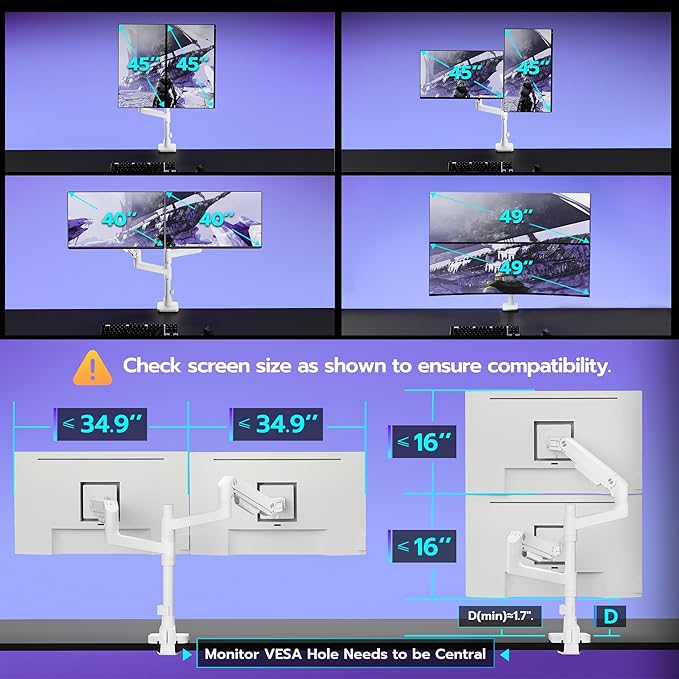 ARES WING Dual Monitor Arm Desk Mount
