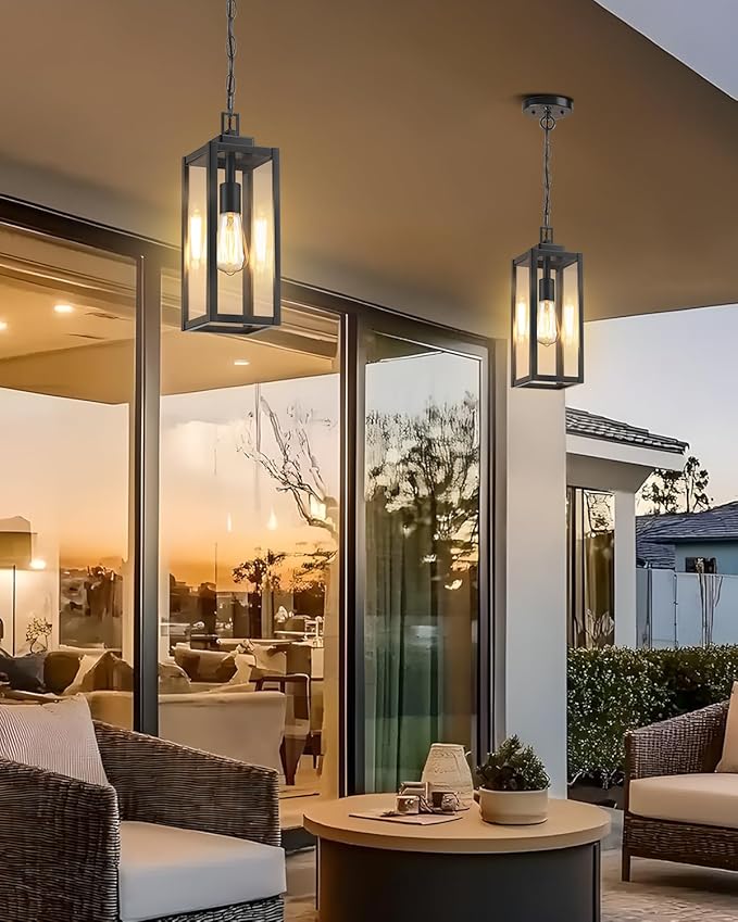 MYHXQ 15'' Large Motion Sensor Outdoor Pendant Lights, Dusk to Dawn Modern