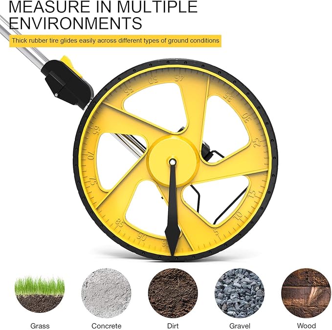 Zozen Measuring Wheel in Feet and Inches, Mechanical/Double Collapsible/One Key