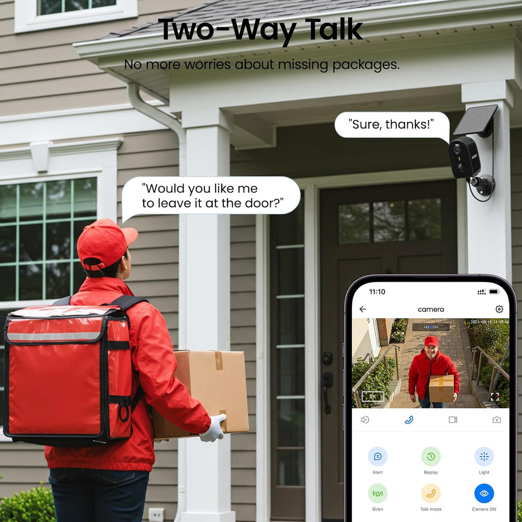 aoqee solar security cameras wireless outdoor, motion detection, package contents