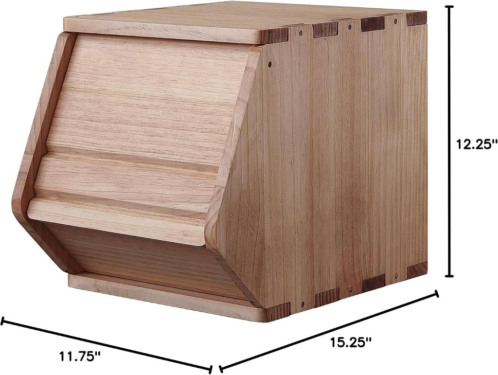 stackable solid wood storage chests, modular bins with, package contents