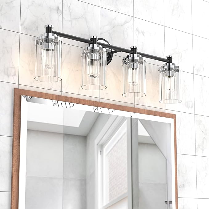 PHIXART Bathroom Lighting Fixtures Black and Chrome Bathroom Vanity Light