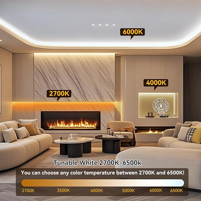 Pandery COB LED Strip Light, CCT Dimmable Strips Light, 2700K-6500K, 8mm Wide