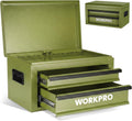WORKPRO 15-Inch Metal Tool Box with 2 Drawers & Top Storage