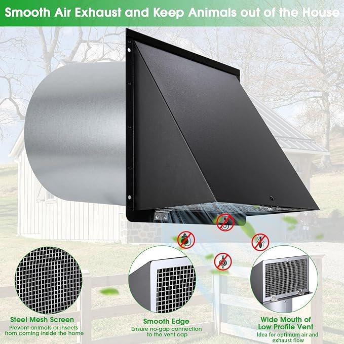 4 Inch Dryer Vent Cover Outside, Dryer Vent Cover Outdoor Wall Vent Hood Dryer