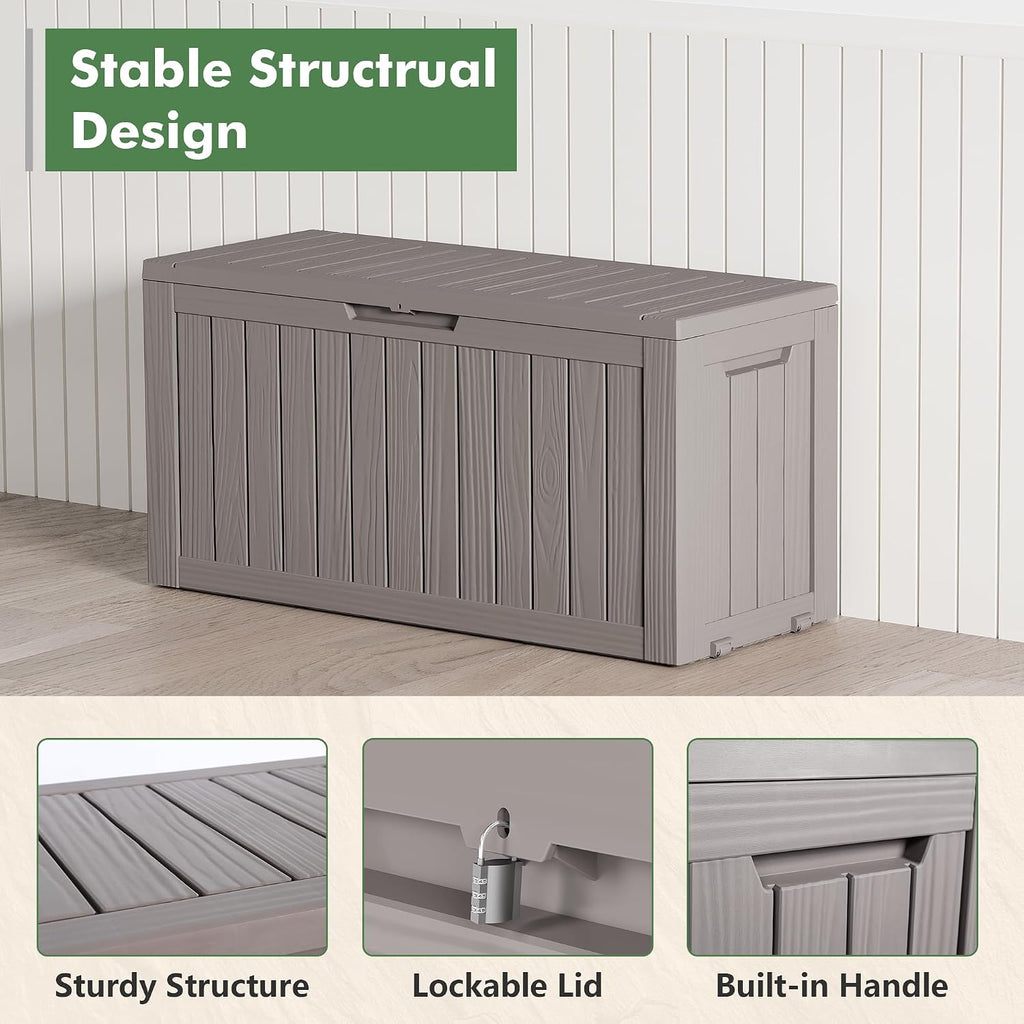Outdoor Storage Waterproof Deck Box for Patio (80 Gallon, Grey)