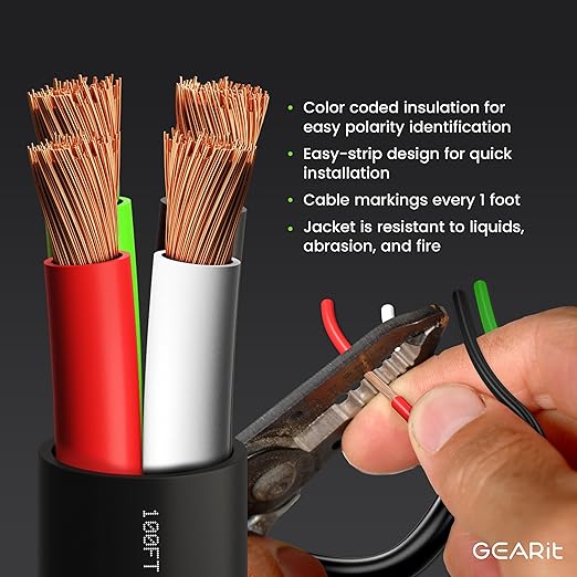 GEARit Outdoor Speaker Wire CL3 Rated, 12 Gauge Speaker Wire, Speaker Cable 250