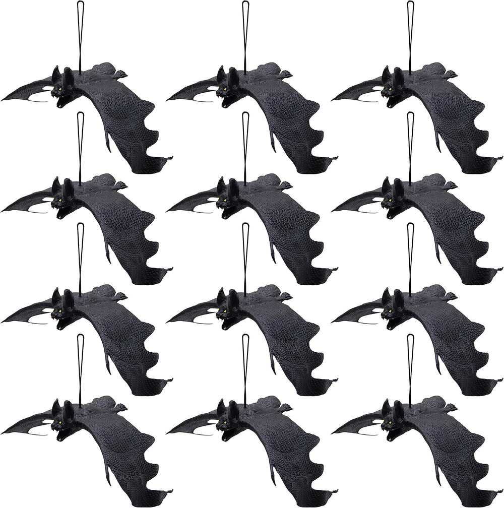 ATDAWN Halloween Hanging Bats, Rubber Bats, Realistic Looking Spooky Bats, Fl...