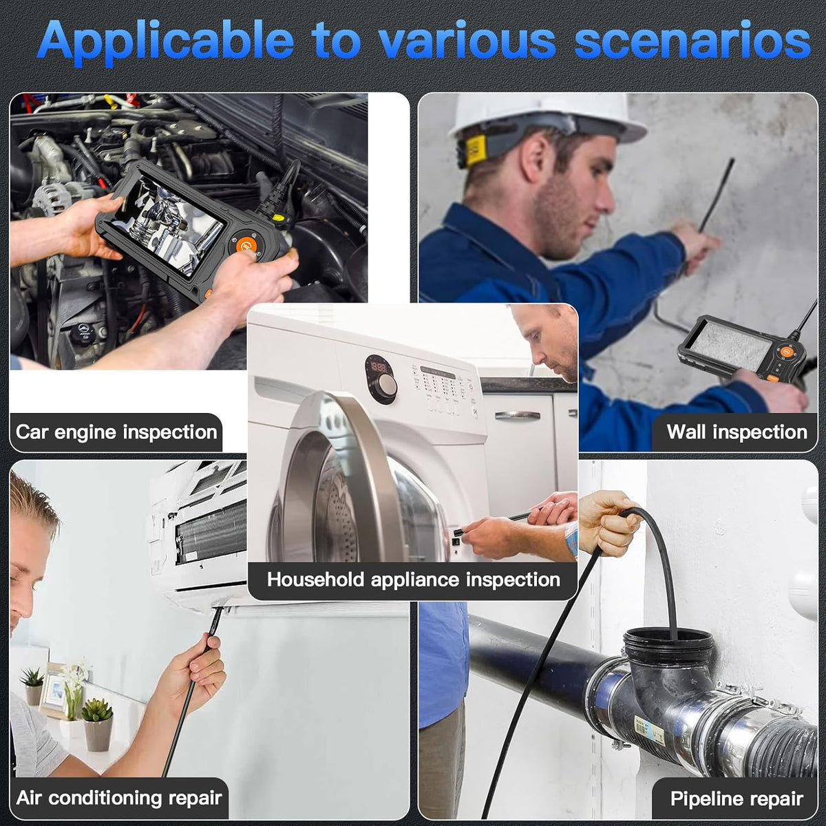 Endoscope Camera with Light for Mechanic Automotive HVAC Wall Inspection