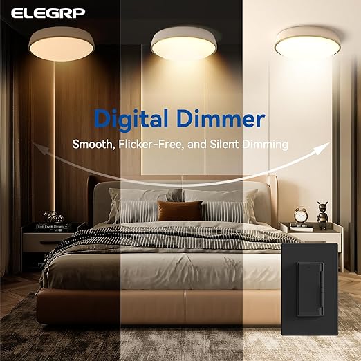 ELEGRP Dimmer Light Switch for 300W Dimmable LED/CFL Lights and 600W INC/HAL (5 Pack)
