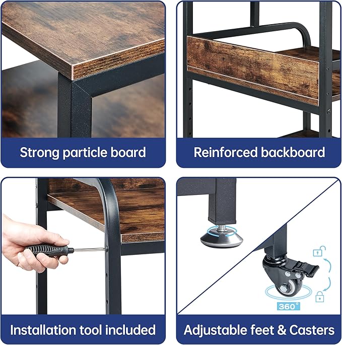 Fannova 23.6" Deep Extra Large Printer Stand, 3 Tier Printer Table