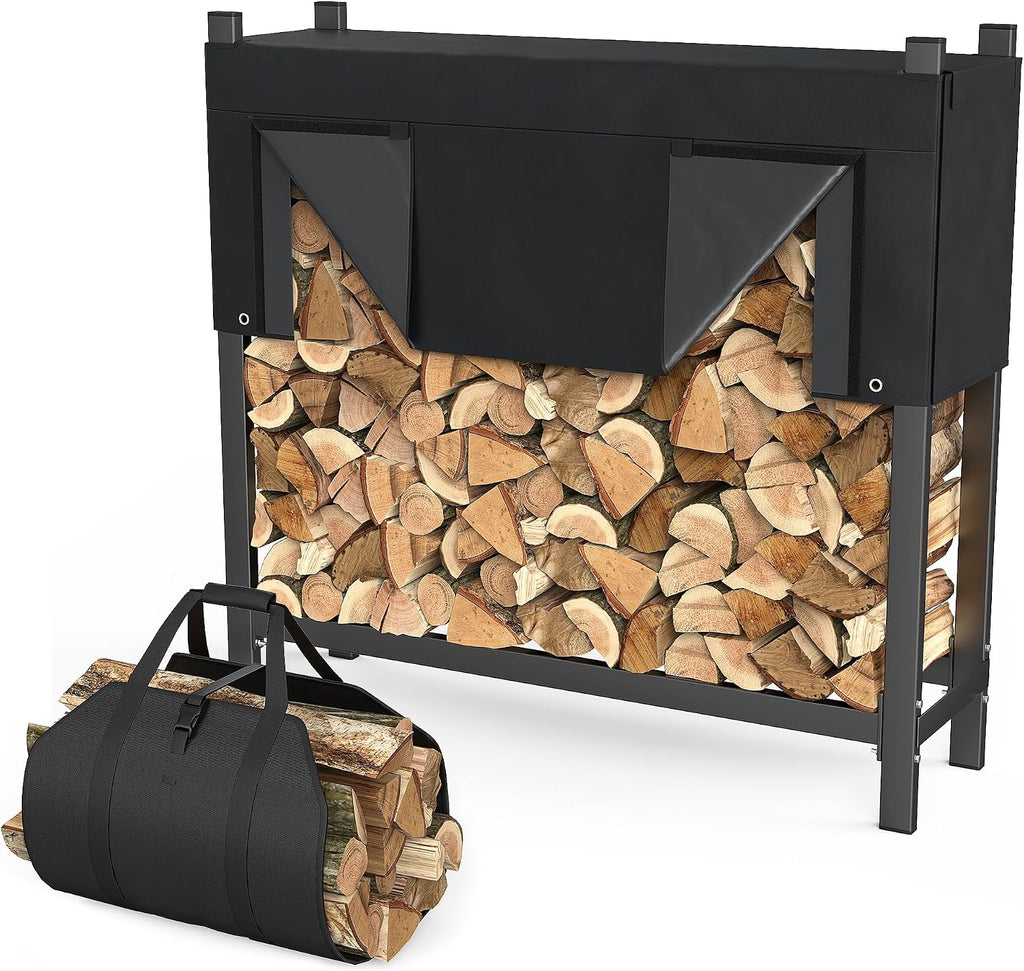 TORACK Heavy Duty 48 in/4 ft Firewood Rack with 600D Cover and Carry Bag