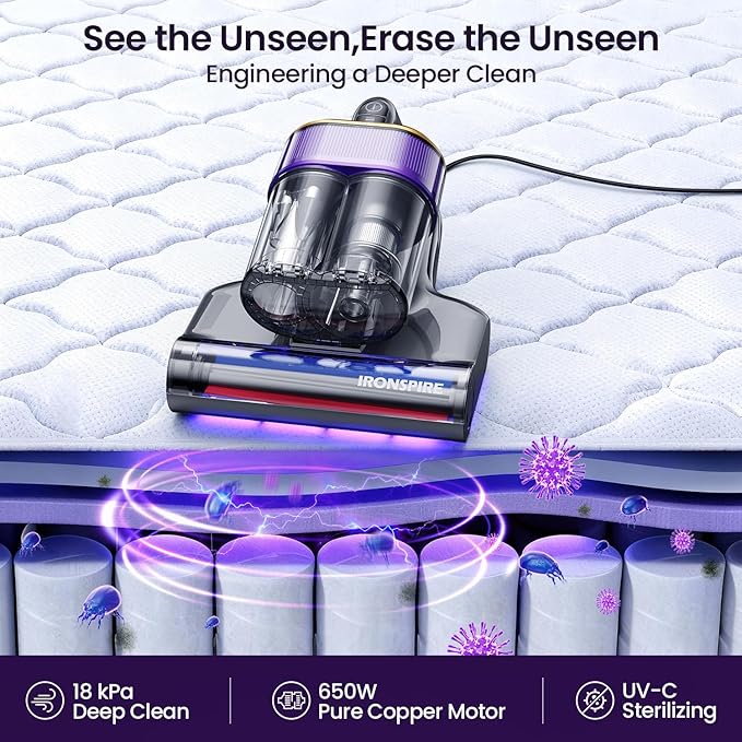 IRONSPIRE Bed Vacuum Cleaner, Mattress Vacuum