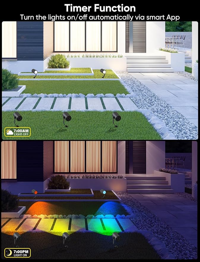 APPECK Smart Outdoor Spot Lights 24W, RGBCW Color Changing Landscape Lights 4 (4 Pack)